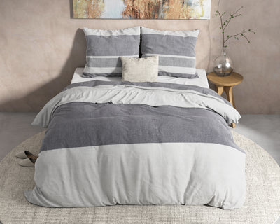 Skylar Dekbedovertrek Flanel - Antraciet - Budget-Bed.nl
