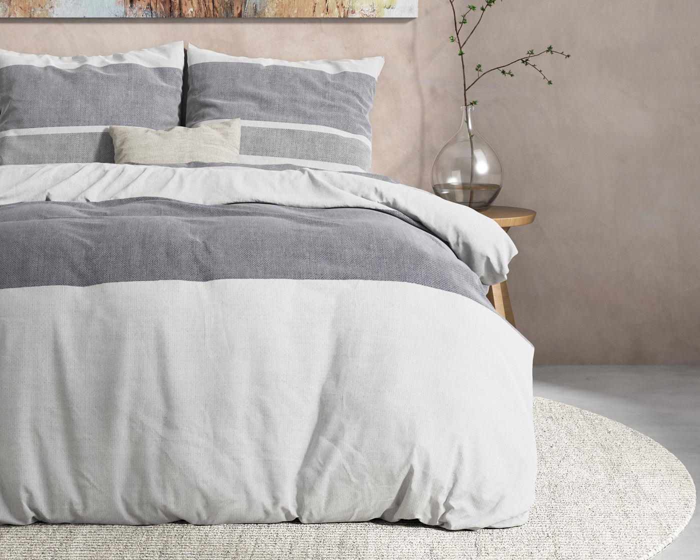 Skylar Dekbedovertrek Flanel - Antraciet - Budget-Bed.nl