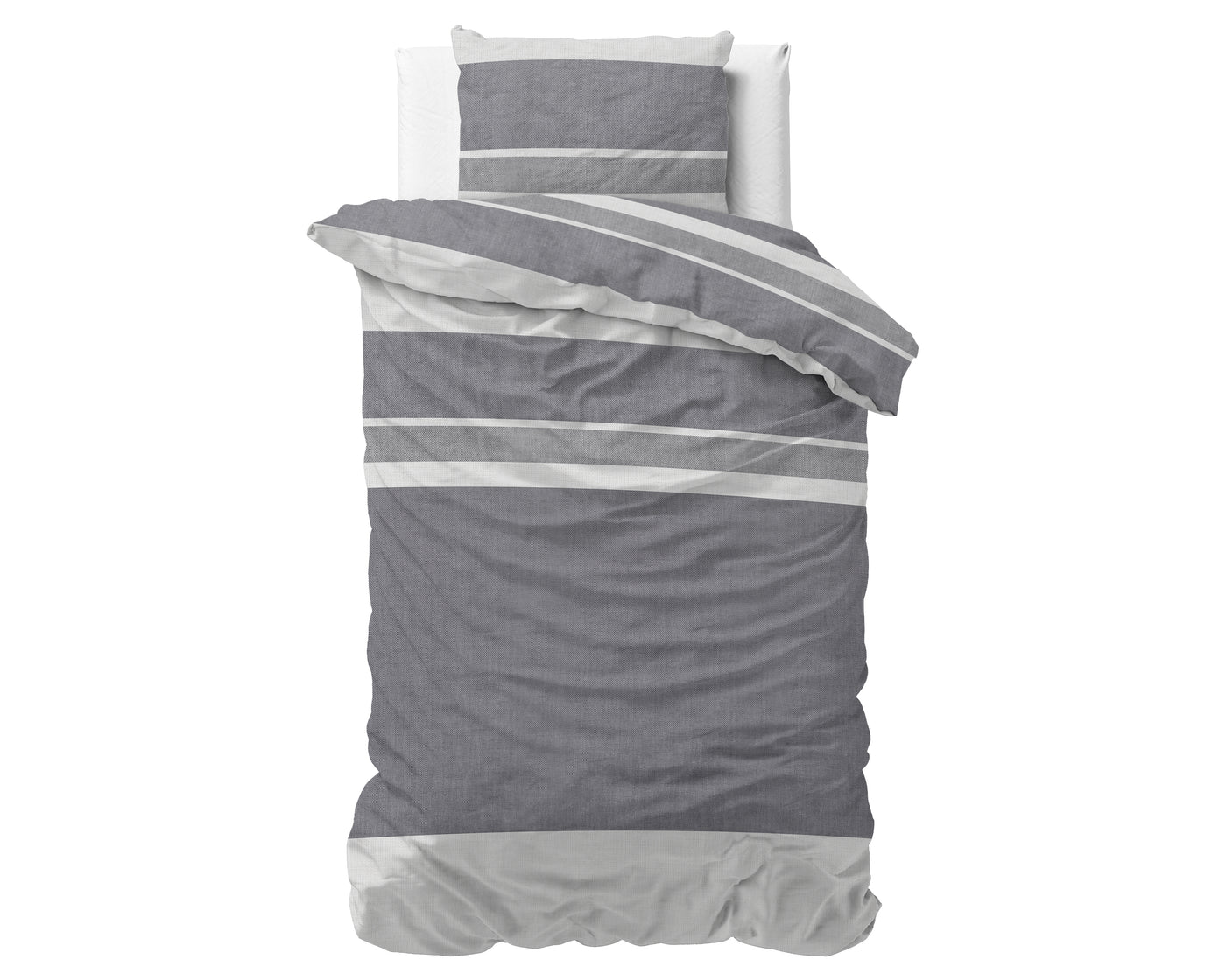 Skylar Dekbedovertrek Flanel - Antraciet - Budget-Bed.nl