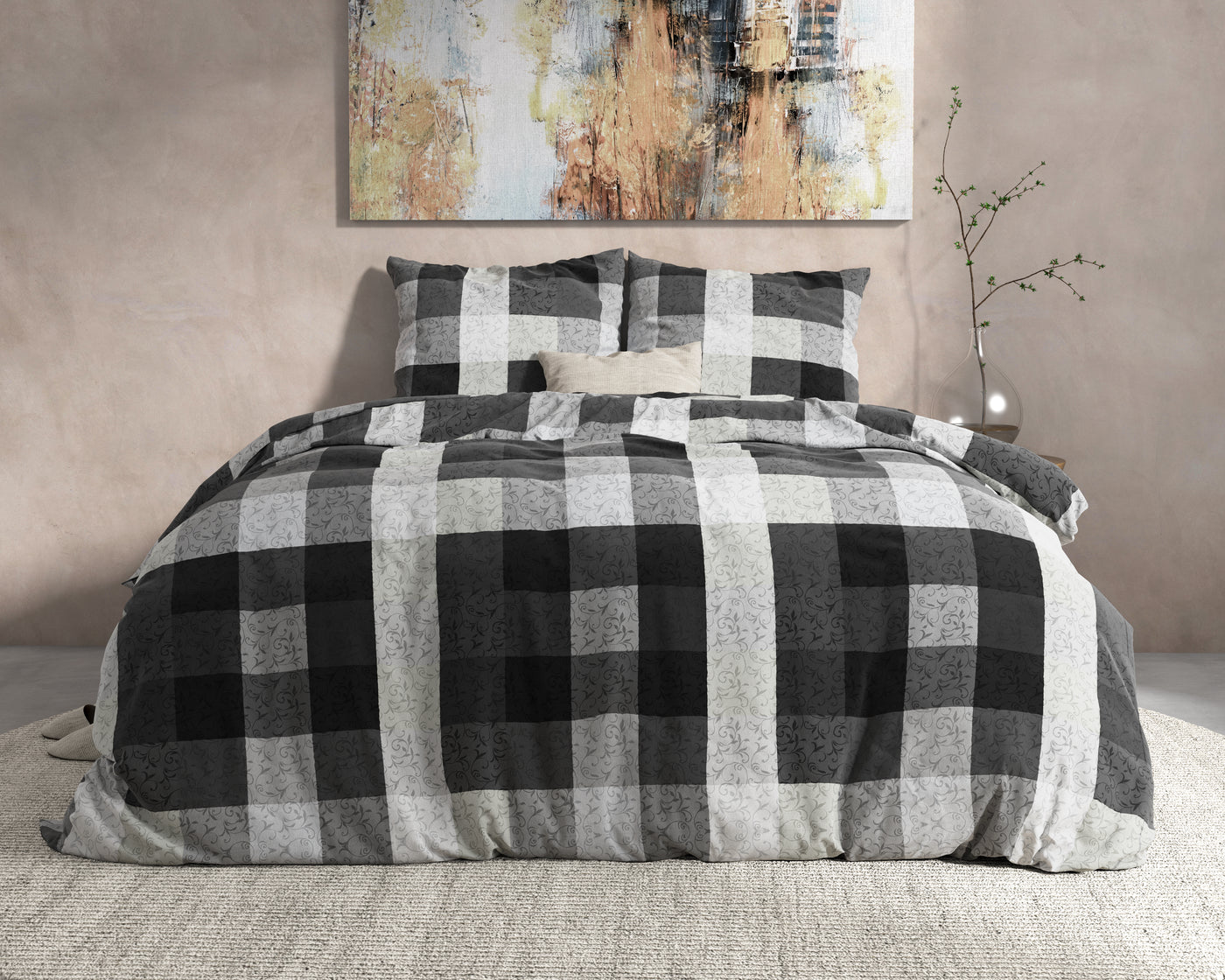 Steef Dekbedovertrek Flanel (Warm) - Antraciet - Budget-Bed.nl