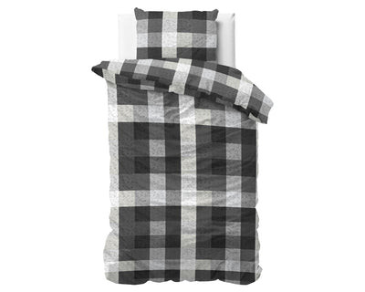 Steef Dekbedovertrek Flanel (Warm) - Antraciet - Budget-Bed.nl