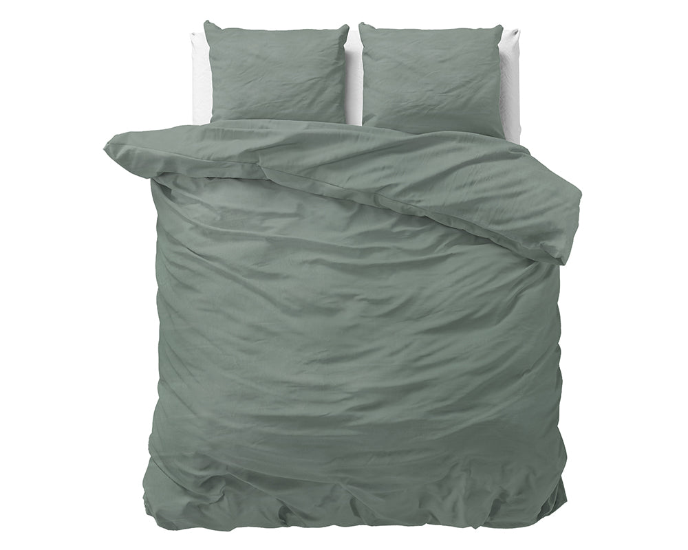 Stone Washed dekbedovertrek 100% Katoen - Groen - Budget-Bed.nl