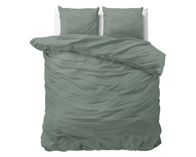Stone Washed dekbedovertrek 100% Katoen - Groen - Budget-Bed.nl