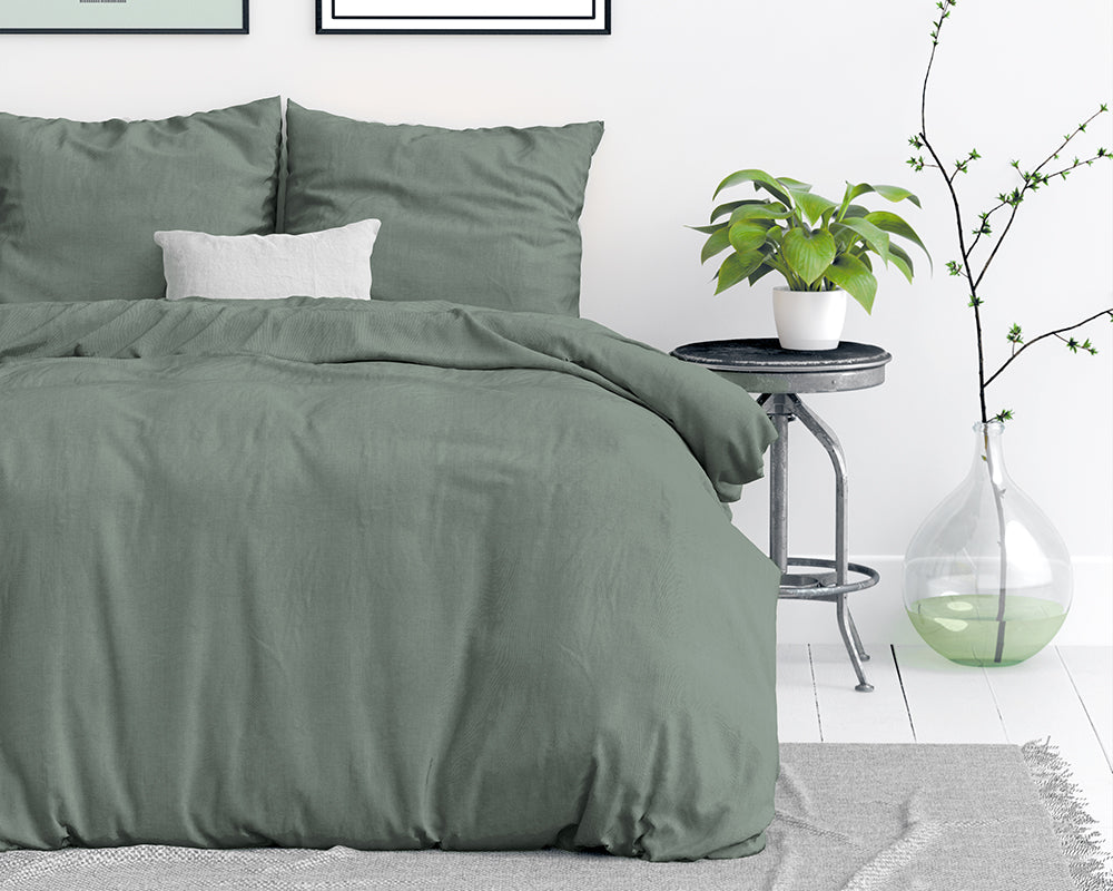 Stone Washed dekbedovertrek 100% Katoen - Groen - Budget-Bed.nl