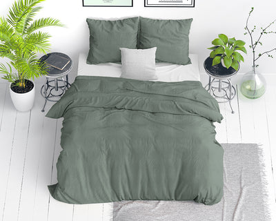 Stone Washed dekbedovertrek 100% Katoen - Groen - Budget-Bed.nl