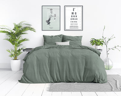 Stone Washed dekbedovertrek 100% Katoen - Groen - Budget-Bed.nl