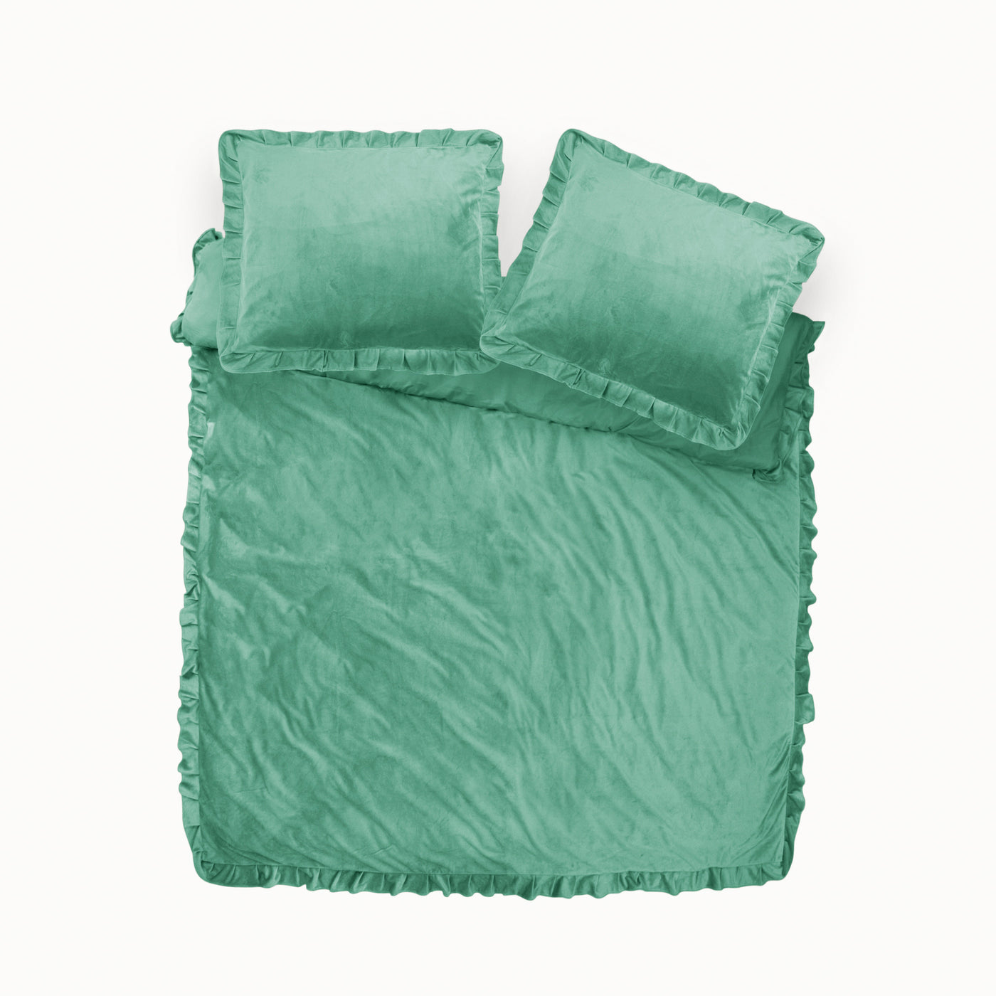 Velvet Ruffles Dekbedovertrek - Groen